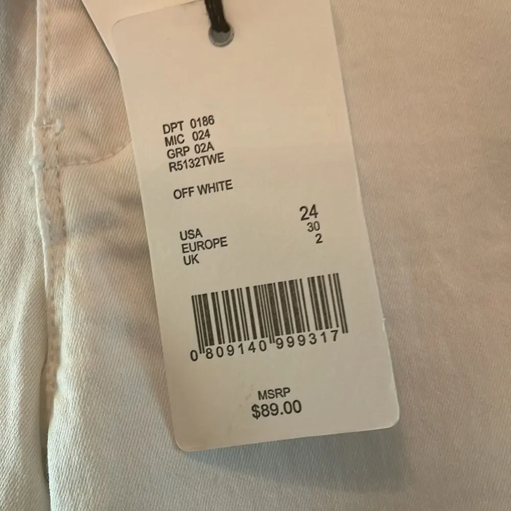NWT a loves a 5 pocket skinny ankle jean - white size 24